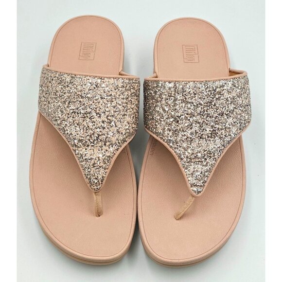 FitFlop Women's Blush Olive Glitter Mix Toe-Post Slip-Ons Sandals Size 11 2532 - Picture 11 of 16